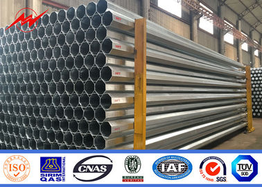 China Powder Coating Steel Utility Pole 12m Treated transmission line poles with Cross Arm supplier