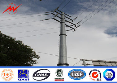 China AWS D1.1 16m 6.9kv Power Line Pole / Steel Utility Poles For Mining Industry supplier