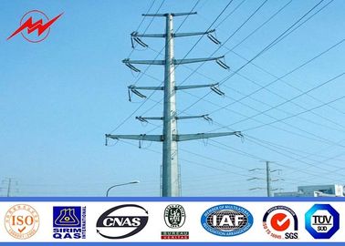 China 69 kv Octagonal Electrical Galvanized Steel Pole With Galvanized Steel Cross Arms supplier