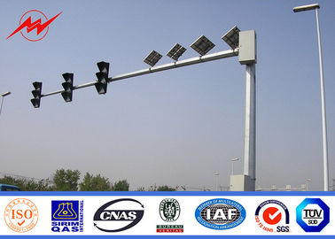 China Galvanized Durable 8m Standard Traffic Light Pole With Double Arm / Single Arm supplier