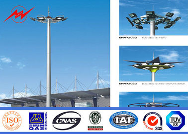 China Galvanized Octagonal High Mast Light Pole Single Double / Triple Arm For Stadium supplier