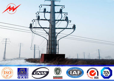 China 14m Octagonal Steel Power Distribution Poles Galvanized Bitumen AWS D1.1 For Transmission Overline supplier