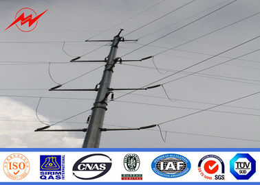 China 69kv 10m Hot Dip Galvanized Steel Power Pole Distribution Line Pole With Cross Arm Accessories supplier
