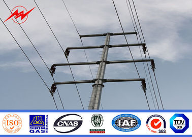 China 8m 2.5KN Transmission Line Electrical Power Pole With Cross Arm supplier