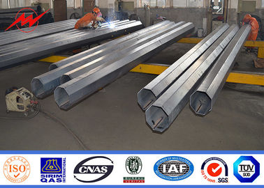 China Bitumen Tapered Electrical Transmission Pole 35FT 3mm Thick Hot Dip Galvanized supplier
