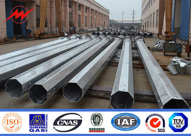 China Octagonal Shape Galvanized Tubular Steel Pole Power Transmission In Silver supplier