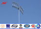 50 FT 500W LED High Mast Lighting Pole Round Shape With External Caged Ladder supplier
