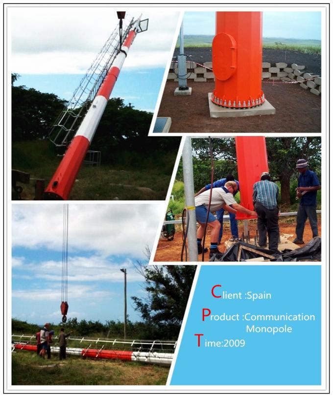 Anticorrosive Mobile Communication Mono Pole Tower 100 FT With Hot Dip Galvanization 1