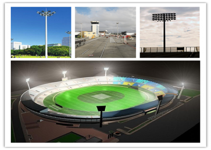 Anticorrosive 30m Football Stadium High Mast light Tower With Lifting System 0