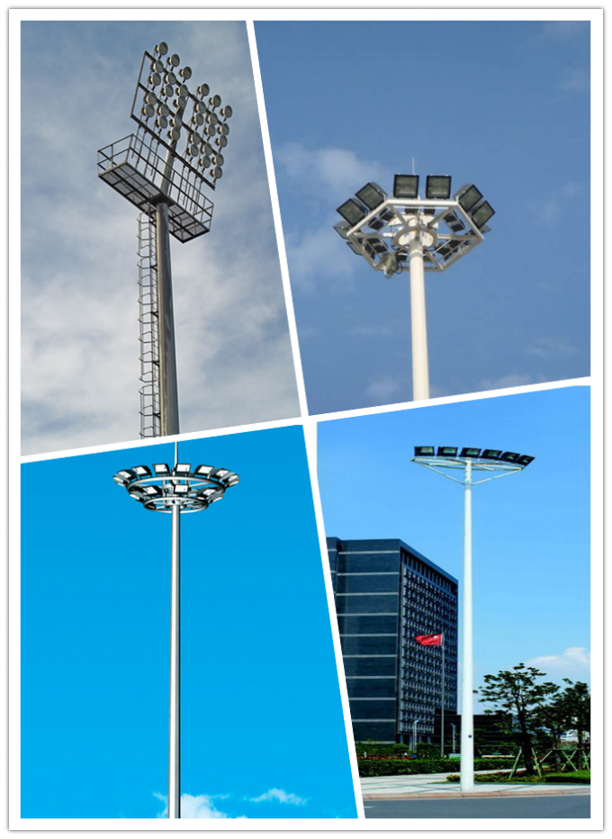 Professional 20m Polygonal High Mast Stadium Light Pole With Powder Coating 0