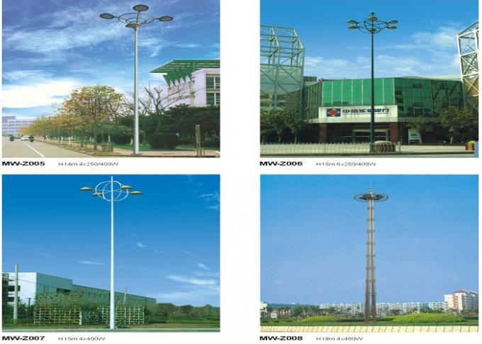 Golden Color 15m Welding High Mast Lighting Poles For Airport / School / Villas 2