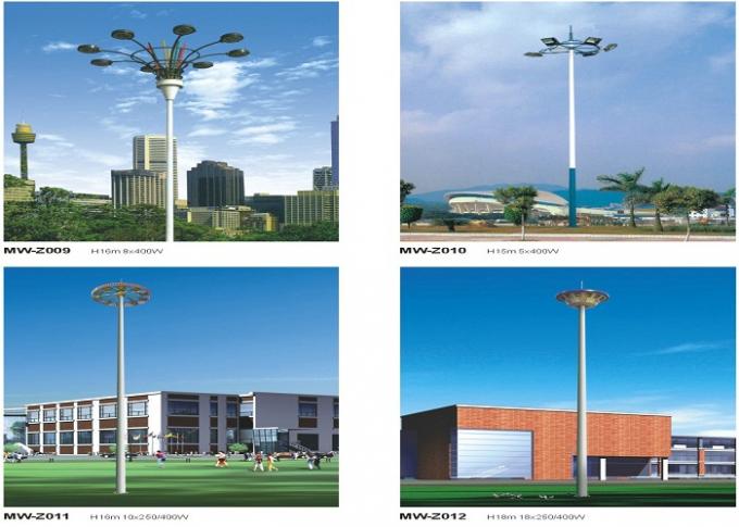Golden Color 15m Welding High Mast Lighting Poles For Airport / School / Villas 3