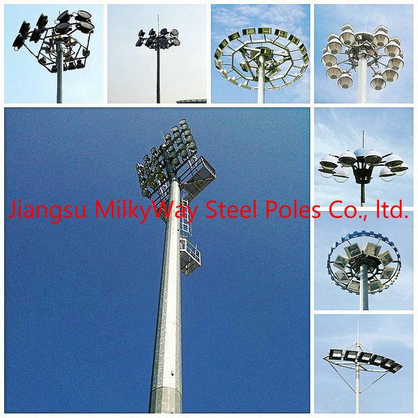 8 Sides 4mm Painting 35M  High Mast Pole for Plaza Lighting with Winch 2