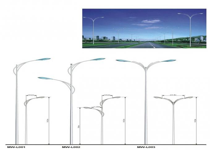 Q235 Steel galvanized 15m 20m 30m Street Light Poles with cross arm 0