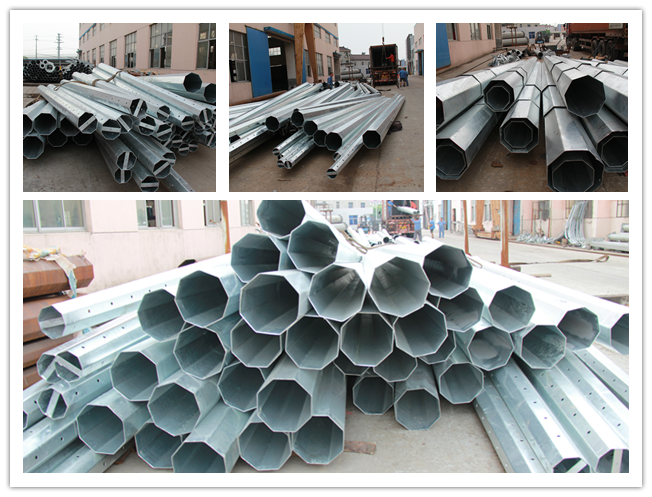 11m Q235 hot dip galvanized electrical power pole for overheadline project 2