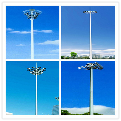 HDG galvanized Power pole High Mast Pole with 400w HPS lanterns 2