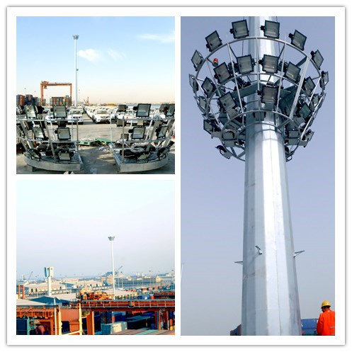 High way powder coated high mast lighting poles with lifting system 0