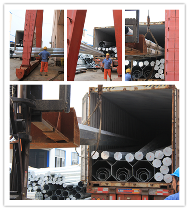 Conical steel tube Galvanized Steel Pole for overheadline project 0
