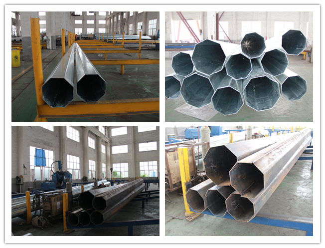 Customized height 16m 4mm Thickness 345Mpa Steel Utility Pole For African Distribution Line 1