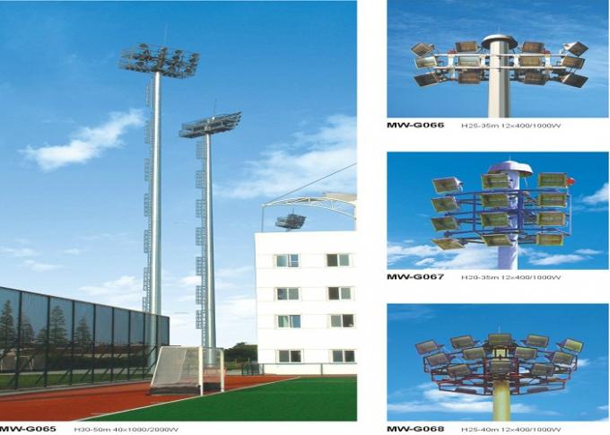 Golden Color 15m Welding High Mast Lighting Poles For Airport / School / Villas 0