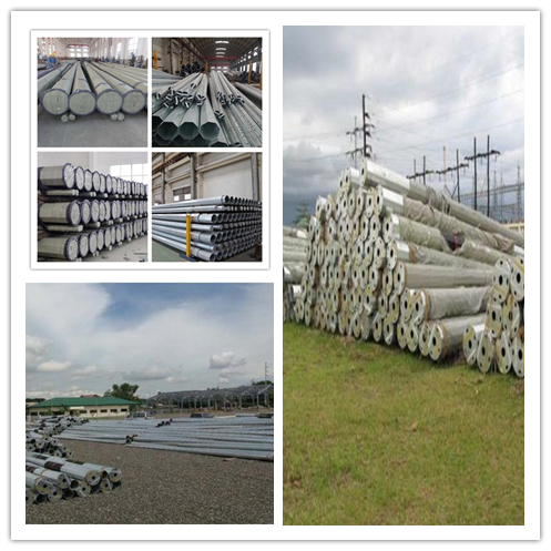 3 mm Thickness Multi - Pyramidal Galvanized Steel Pole , Electrical Power Poles 1