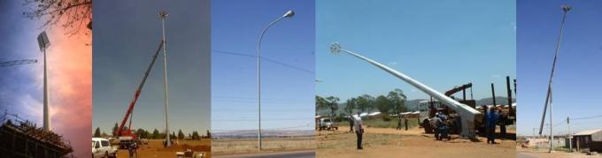 20 Meter Raising Lowering High Mast Pole , Steel Wire Cables Stadium Light Pole 0