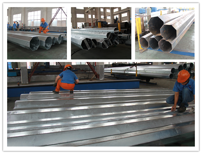 10-500kv Electrical Galvanized Steel Pole / durable transmission line poles 2