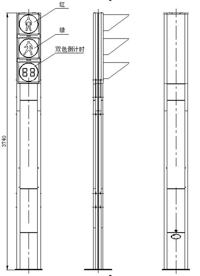 Custom 4.5m Height Galvanized Traffic Light Signs With Single Bracket 1
