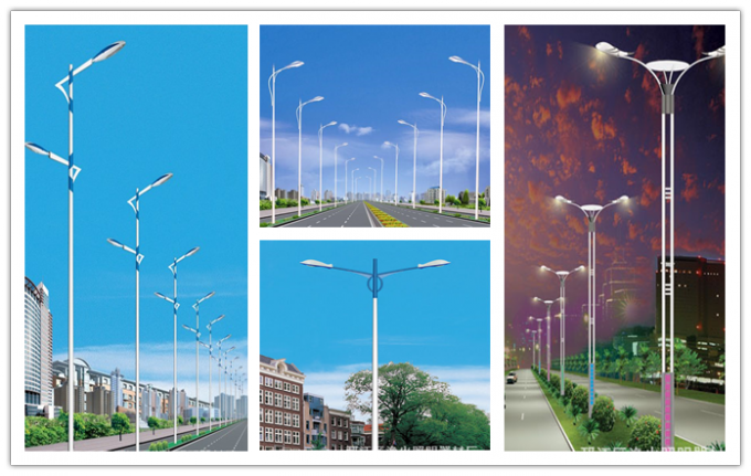 Outdoor Multi Sided 8m To 14m Height Solar Street Light Poles With 2m Cross Arm 0