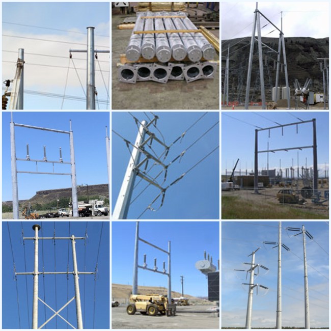1250kg Type B Electric Utility Pole 50ft Height Gr65 Material Bitumen Surface 2