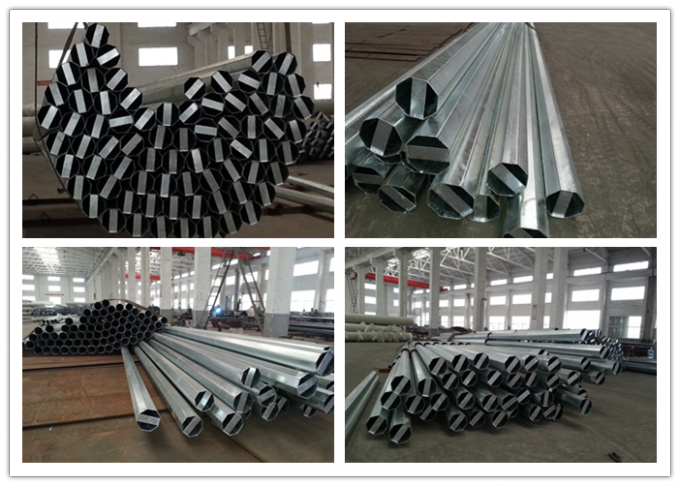 Hot dip galvanized 11m High Voltage Electrical Power Pole for 220kv Electrical Transmission 0