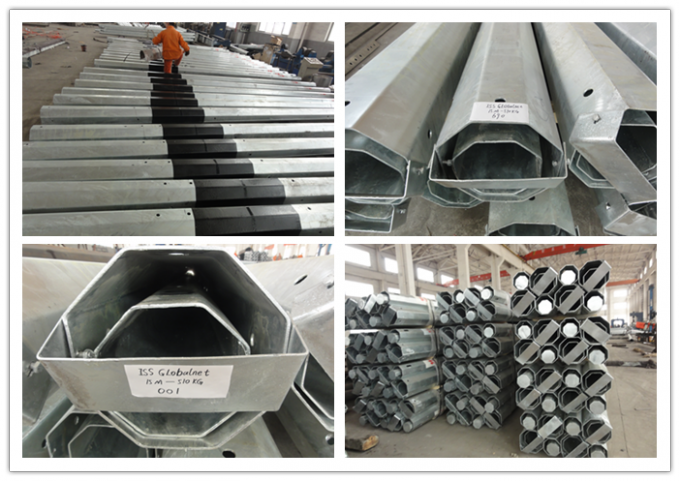 Hot dip galvanized 11m High Voltage Electrical Power Pole for 220kv Electrical Transmission 2