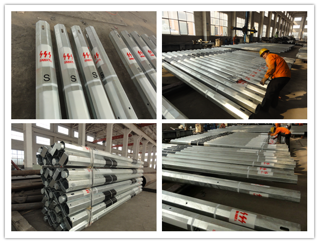 Hot Dip Galvanized Steel Pole For 11kv Electrical Overhead Line Project 0