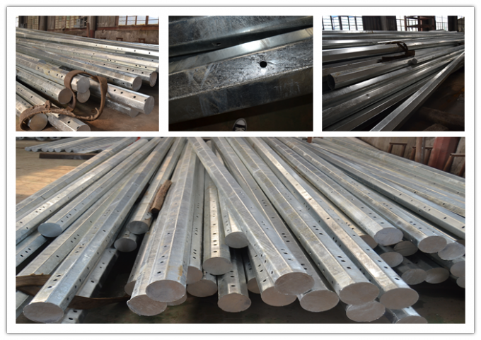 69kv Electrical Galvanised Steel Pole , Distribution Line Steel Power Pole 1
