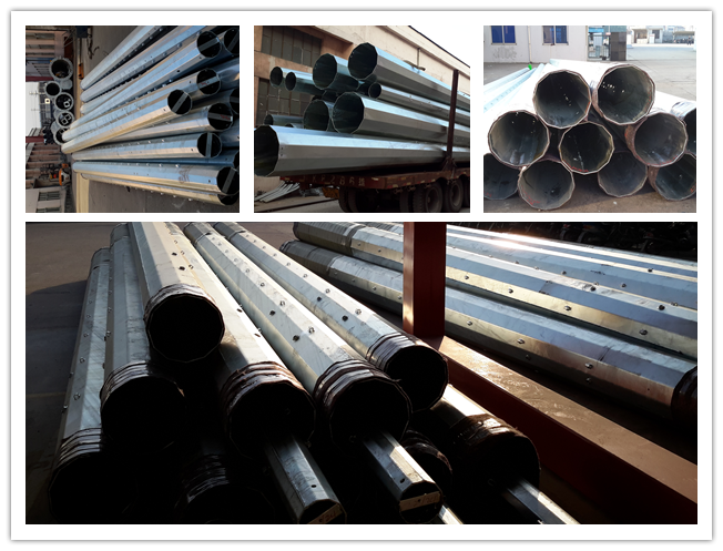 EN ISO 146 Hot Dip Galvanized Steel Utility Pole For Electrical Distribution Line 2