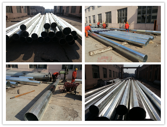 Conical Steel Power Pole For Distribution Line , Galvanization Electric Utility Poles 0