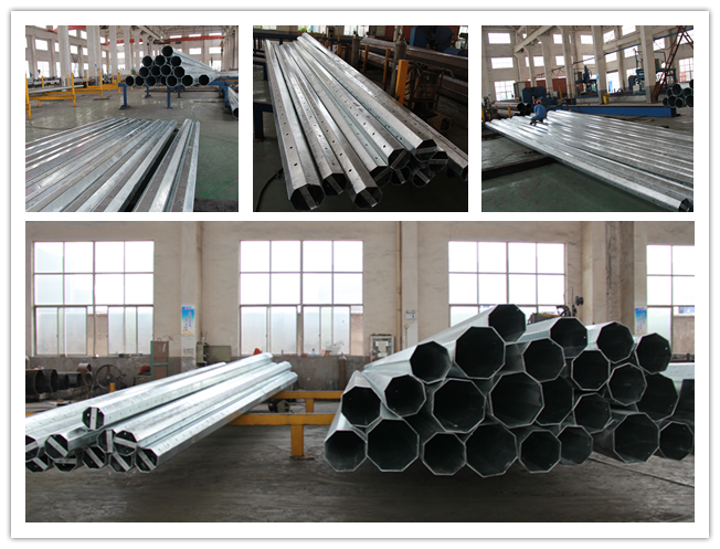 15m 1200 Dan Octagonal Steel Transmission Poles With Cross Arm Accessories hot dip galvanization 1