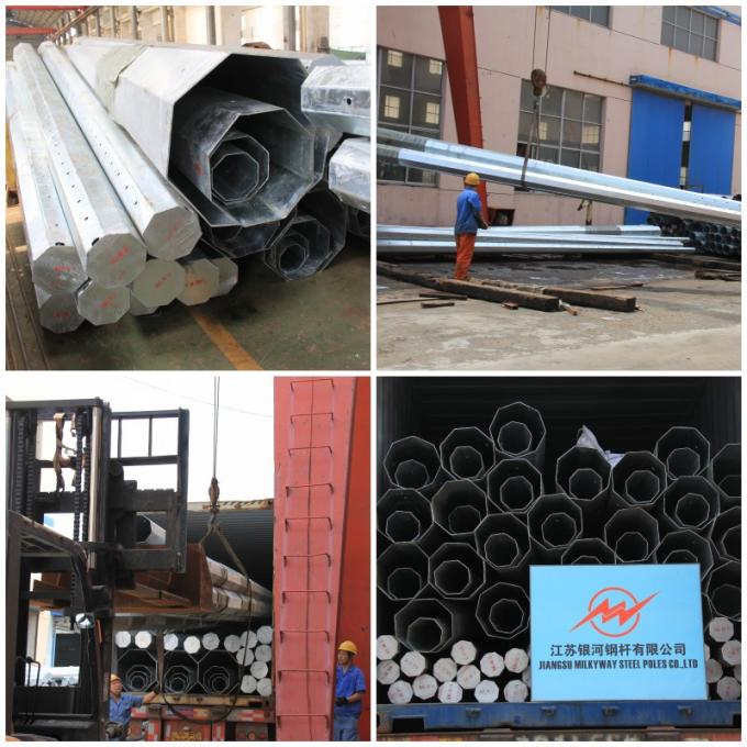 Octagonal 11.8M Galvanized Electrical Power Pole 6.5KN Bearing Load 3.5mm Thickness 2