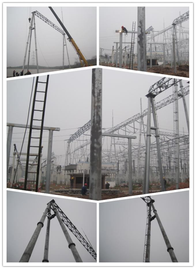 12m Hot Dip Galvanization , Double Circuit Steel Power Pole For Electrical Transmission 1