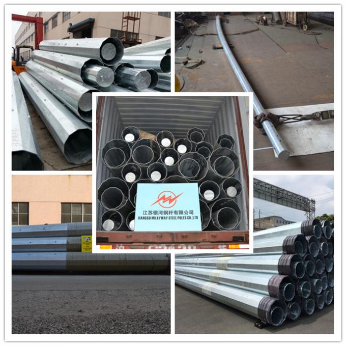 16mm Steel Utility Poles With Double Crossarm 5mm Thickness For Transmission Line 0