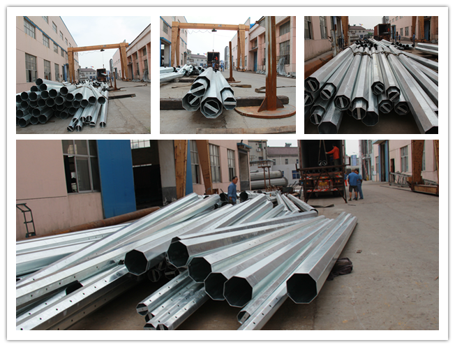 Galvanized And Bitumen Steel Pole For Power Distribution Line Pole 0