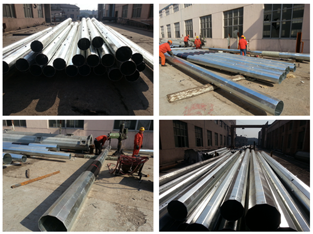 Conical 8 Sides Electrical Street Lighting Poles With 5mm Thickness , Galvanized Style 0