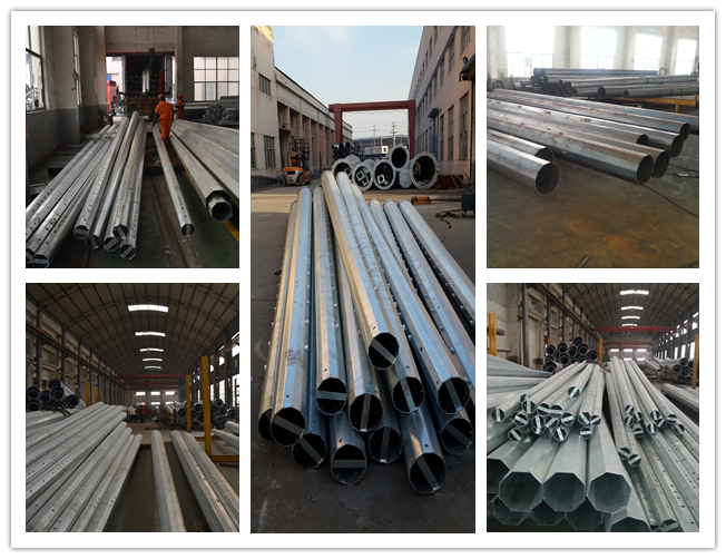 Hot Dip Galvanization Steel Tubular Pole For 69kv Power Distribution Line Project 2