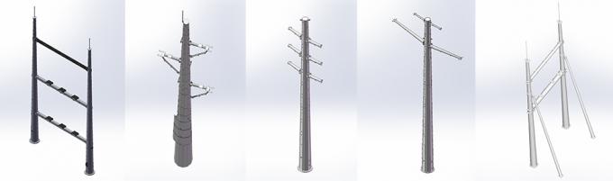 36M Galvanized Power Transmission Steel Poles 10kv - 550kv For Power Line 1