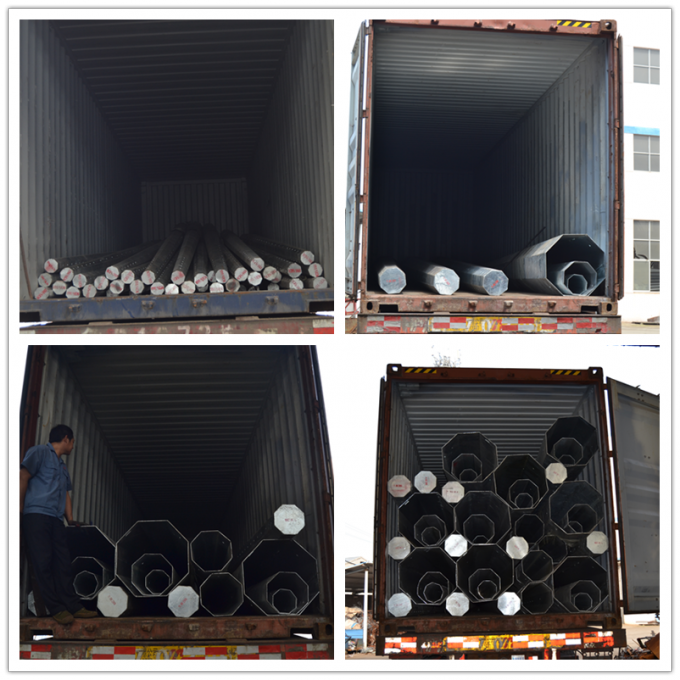 7-12M Electrical Power Steel Pole With Hot Dip Galvanized For Distribution Line 2