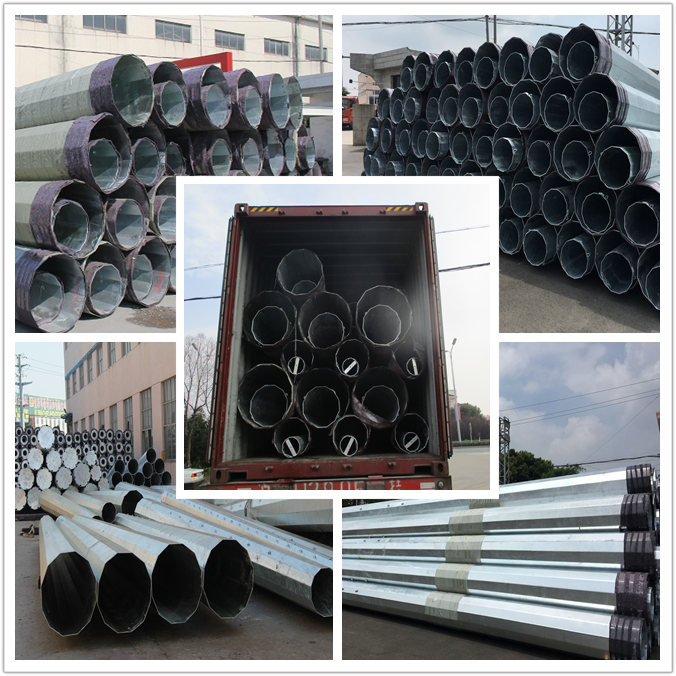 15M Galvanized Steel Poles With 1mm - 30mm Thickness For Electrical Line 0