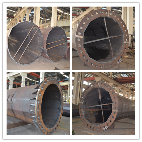 5mm Thickness Galvanised Steel Poles , Steel Transmission Poles For Power Line Project 1