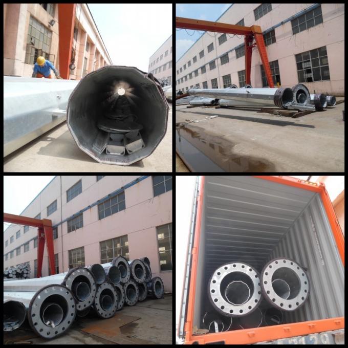 69kv Galvanized Steel Pole , Electric Power Poles With  And BV Certificate 2