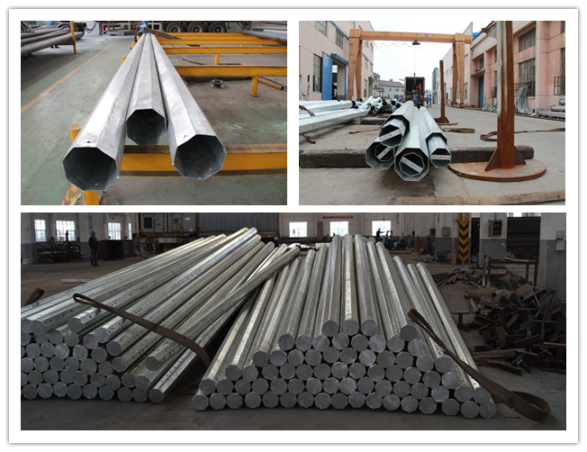 17m 1800Dan Electrical Galvanized Tubular Steel Pole For Outside Distribution Line 0