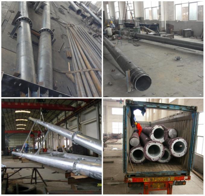 132 KV Dodecagon Galvanized Power Transmission Poles With Cross Arm 12 Side 2